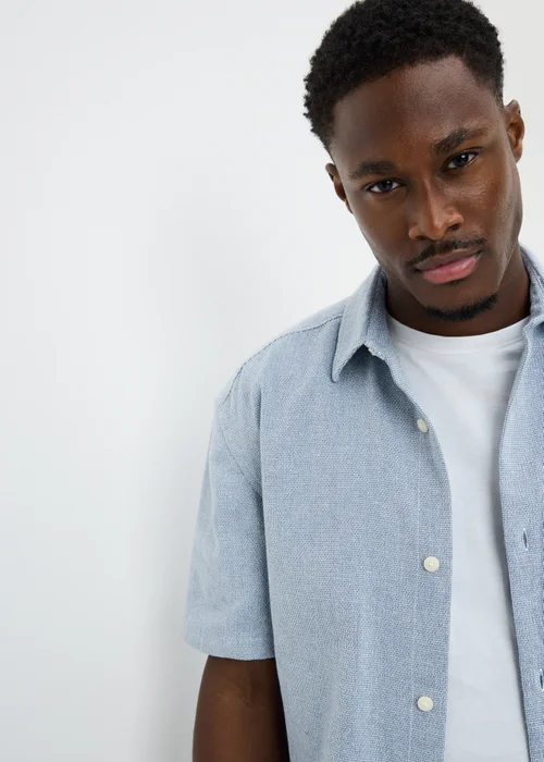 Blue Cheesecloth Regular Fit Shirt - Small Image 3