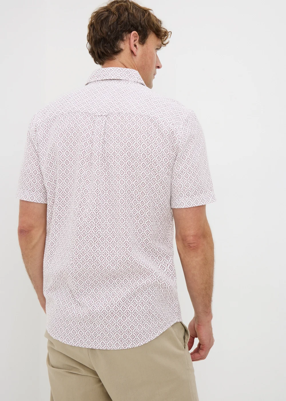 Burgundy Abstract Tribal Seersucker Shirt - Small Image 2