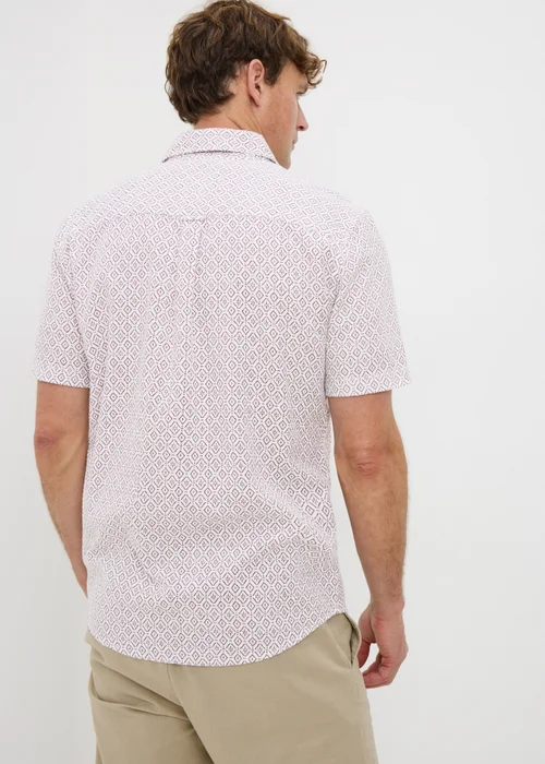 Burgundy Abstract Tribal Seersucker Shirt - Small Image 2