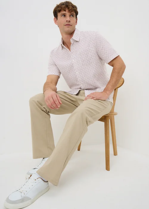 Burgundy Abstract Tribal Seersucker Shirt - Small Image 1