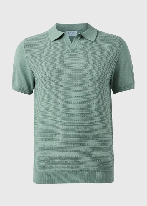 Sage Textured Open Collar Polo Shirt - Small Image 4