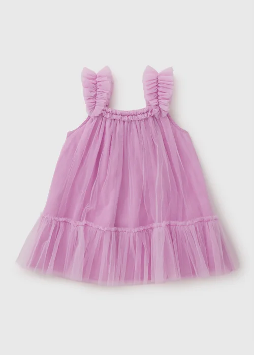 Girls Pink Frill Mesh Dress (1-10yrs) - 1-1.5 Yrs Image 1