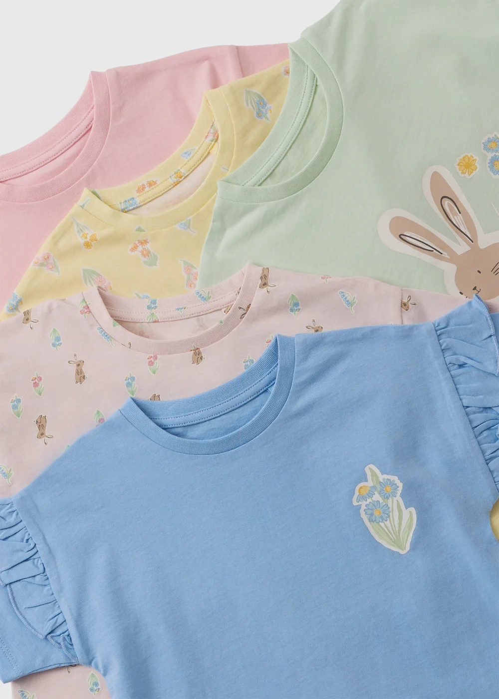 5 Pack Girls Multicolour Bunny T-Shirts (1-7yrs) - 1 to 1 half years Image 2