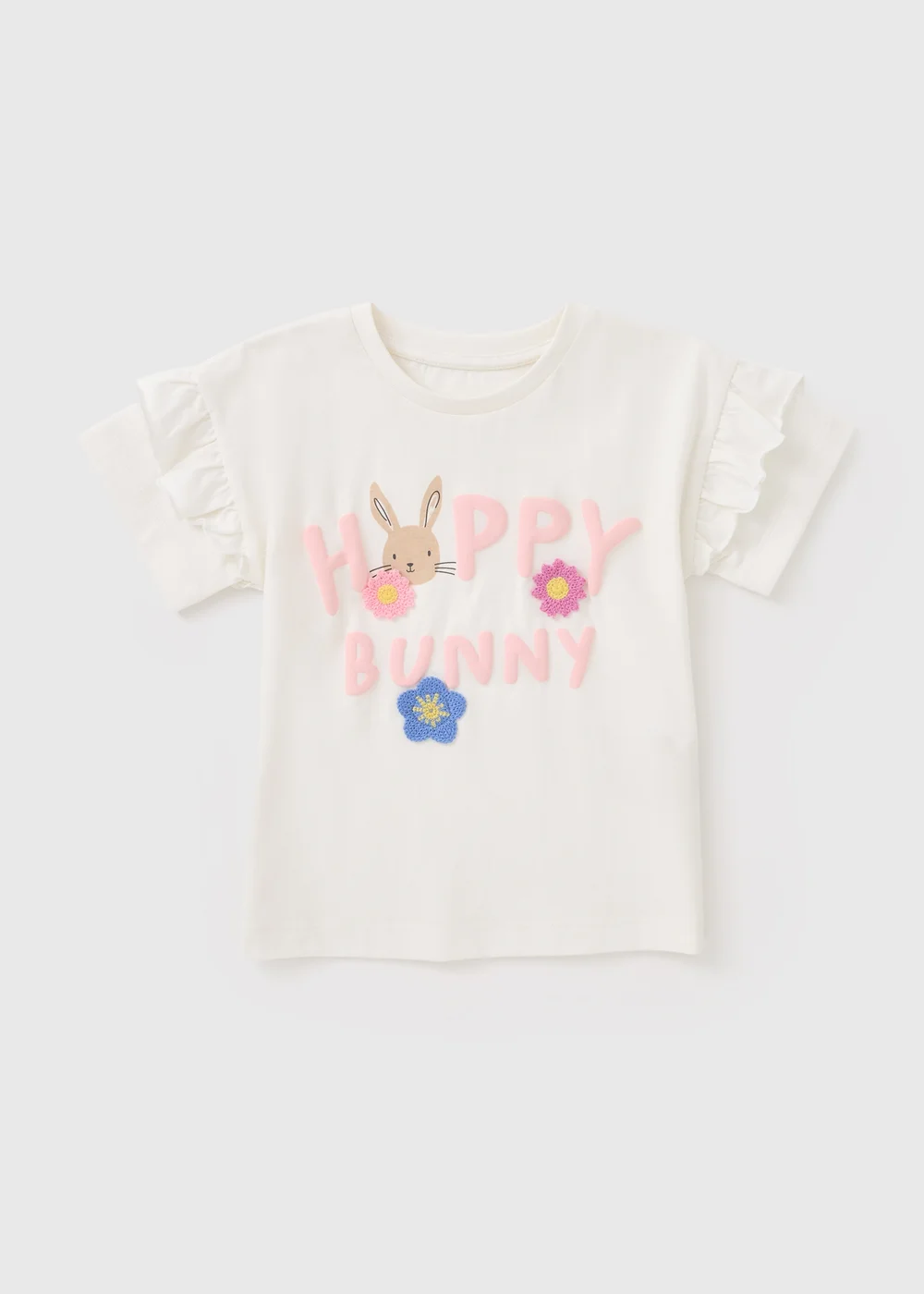 Girls White Happy Bunny T-Shirt (1-7yrs) - 1 to 1 half years Image 1