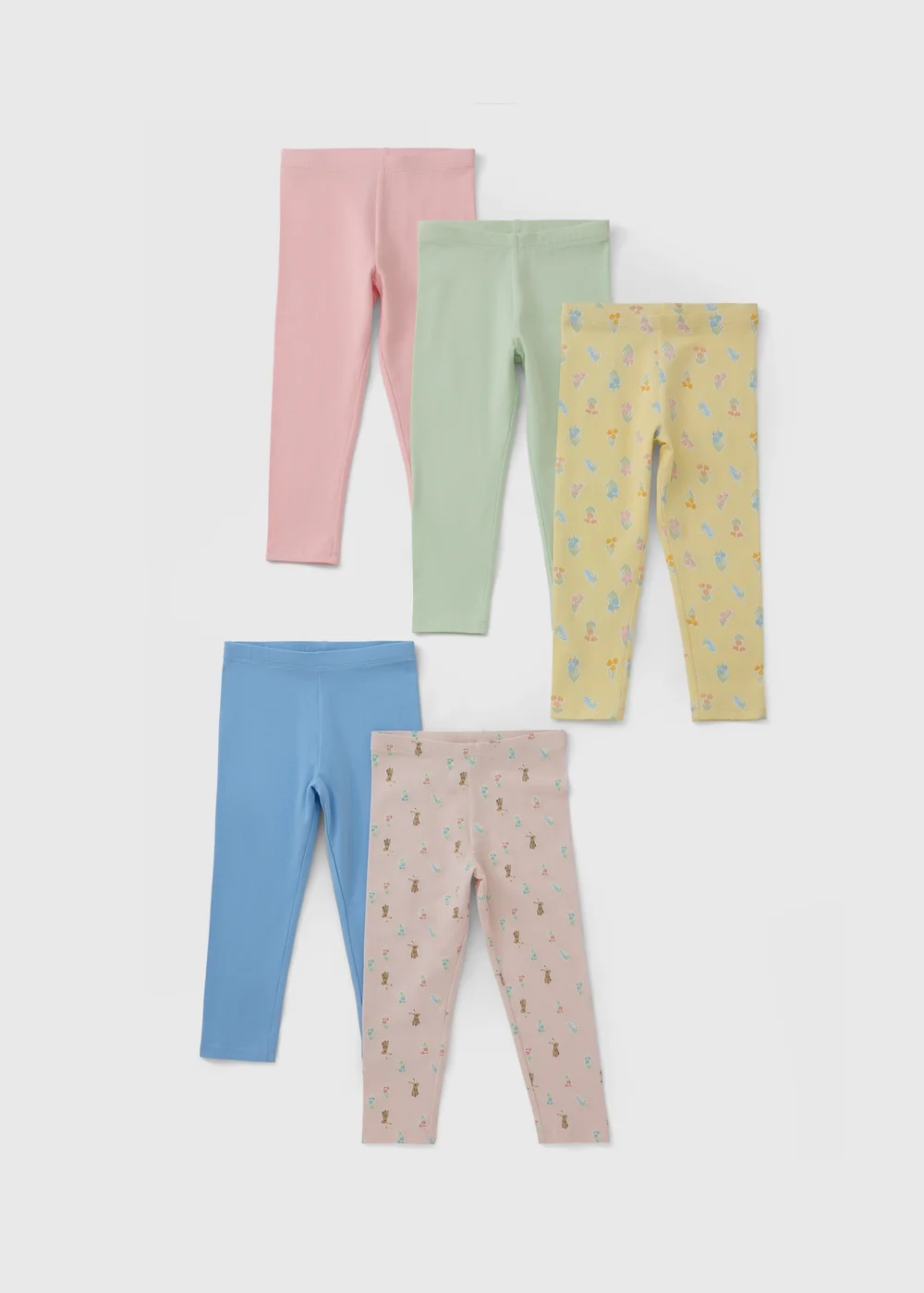 5 Pack Girls Multicolour Bunny Floral Leggings (1-7yrs) - 1 to 1 half years Image 1