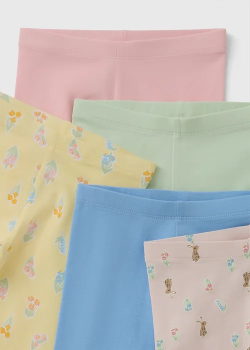 5 Pack Girls Multicolour Bunny Floral Leggings (1-7yrs) - 1 to 1 half years Image 2