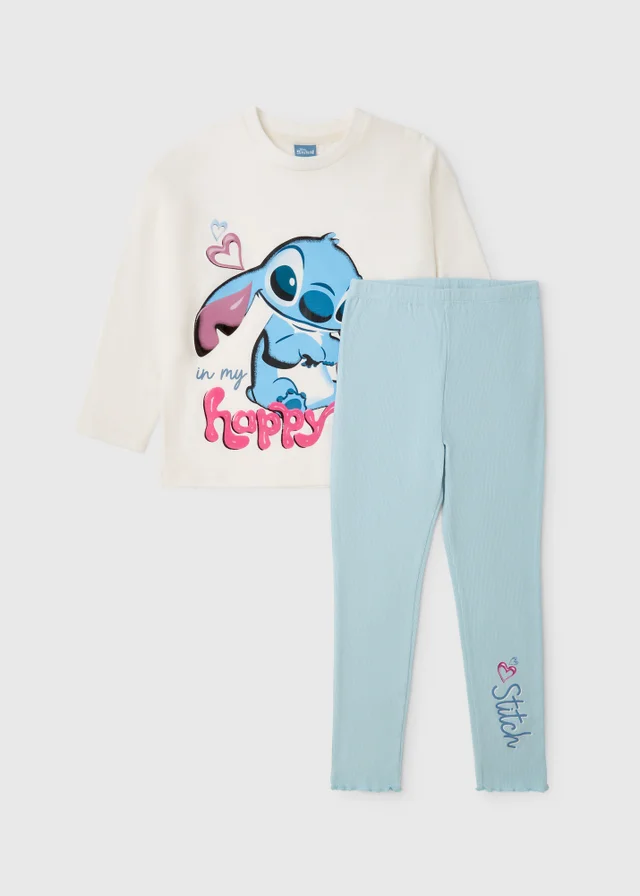 Disney Girls White Stitch Pyjama Set (5-13yrs)