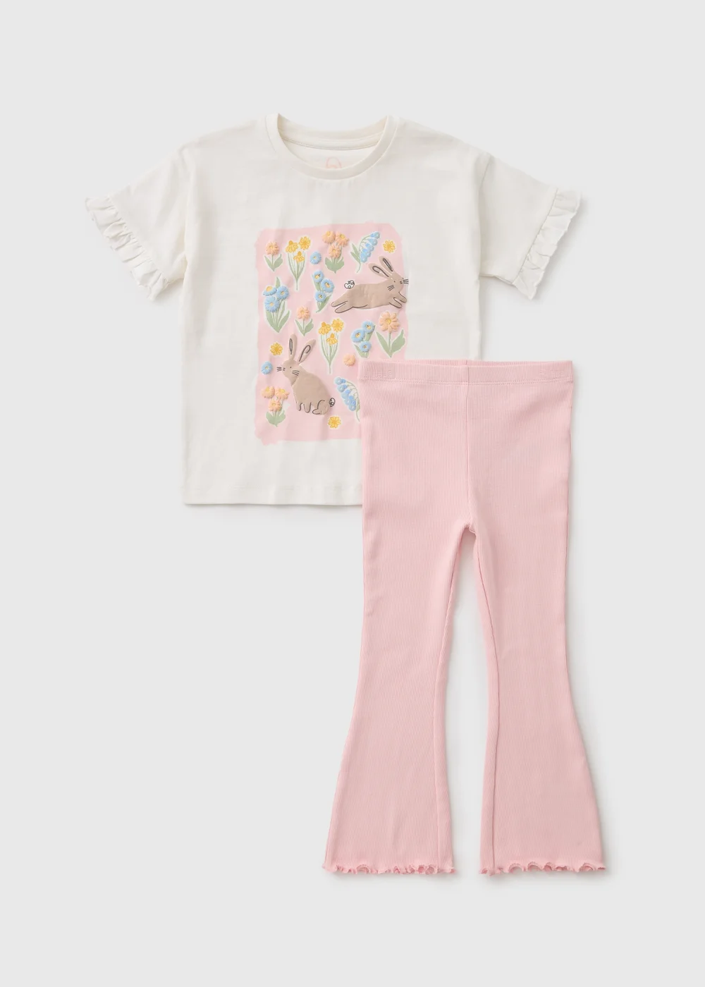 Girls Pink Easter Top & Flare Legging Set (1-7yrs) - Age 2 - 3 Years Image 1