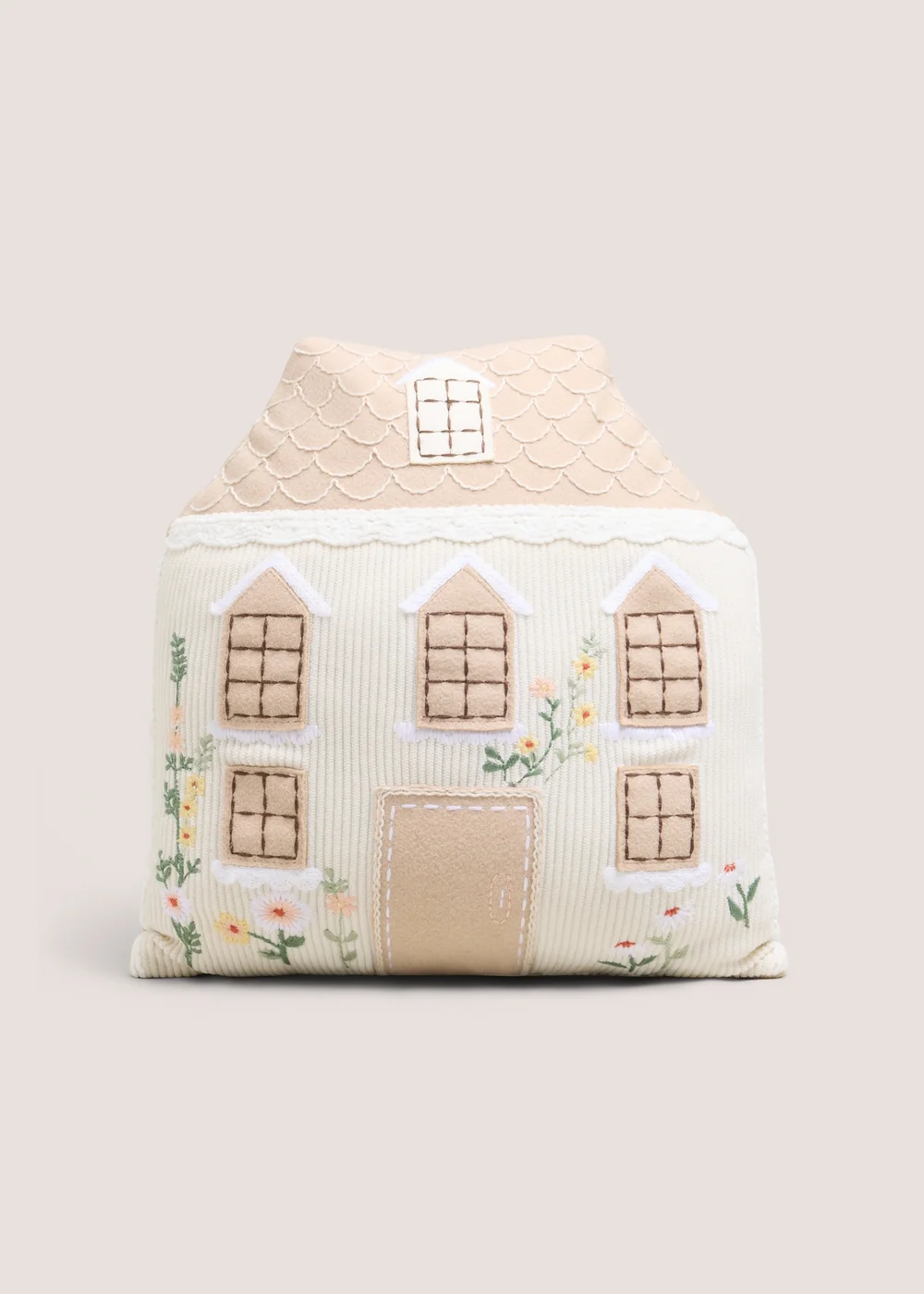 Embroidered House Shape Cushion Image 1