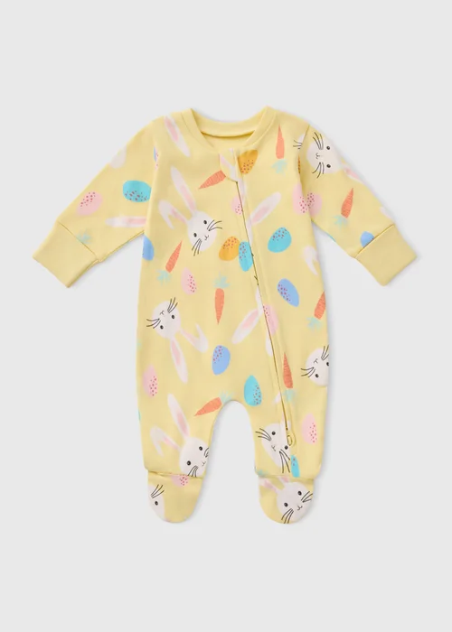 Baby Yellow Easter Print Sleepsuit (Newborn-12mths) - First Size Image 1