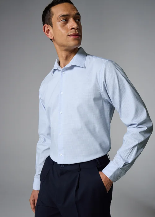 Taylor & Wright Blue Check Regular Fit Shirt - 2XL Image 1