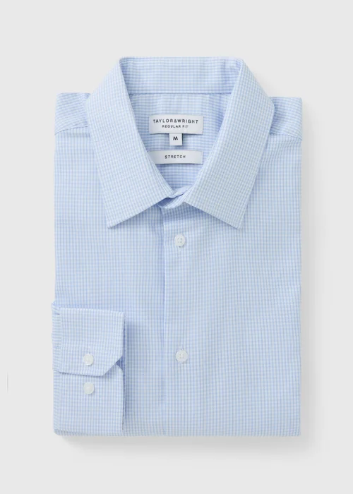 Taylor & Wright Blue Check Regular Fit Shirt - 2XL Image 5