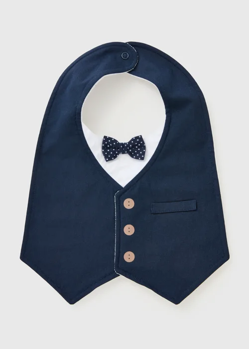 Boys Navy Occasion Bib - One Size Image 1