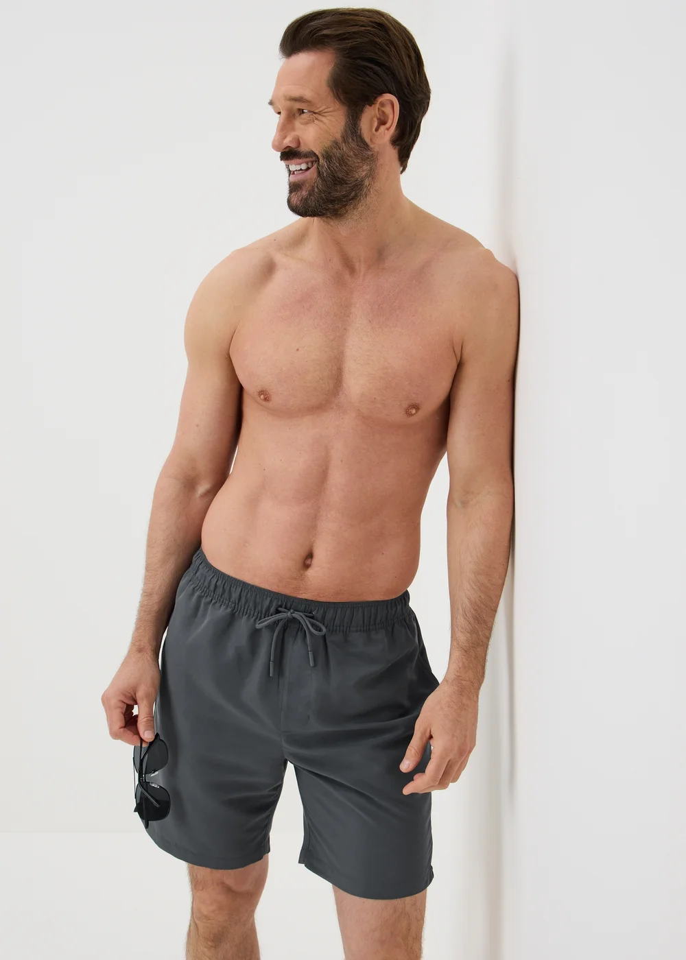 Charcoal Long Length Essential Swim Shorts - XS Image 1