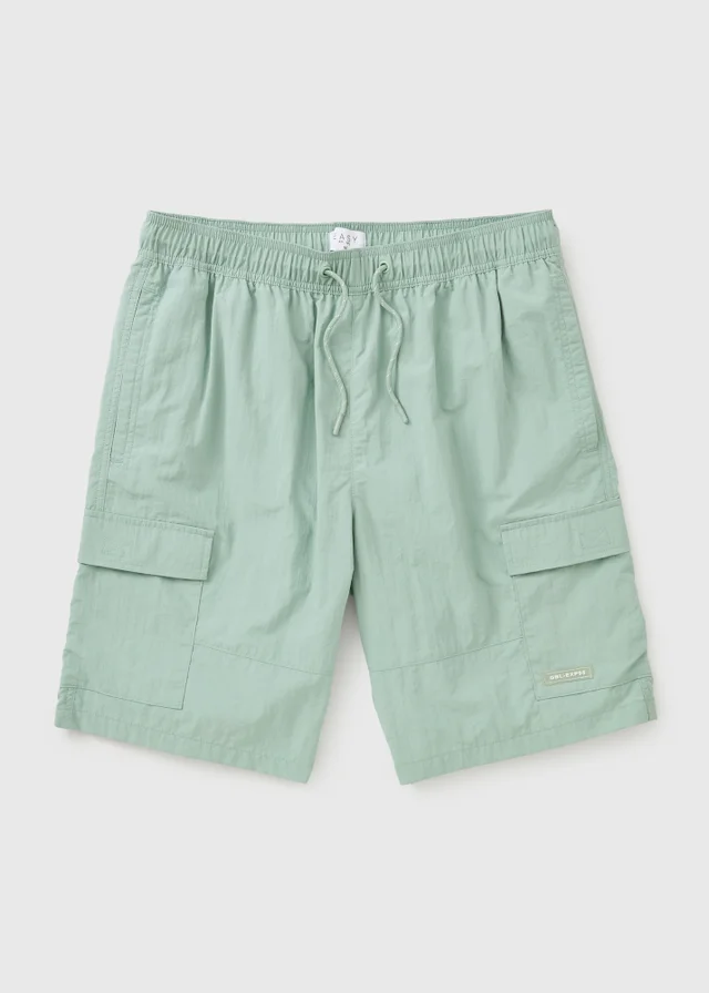 Sage Green Cargo Swim Shorts