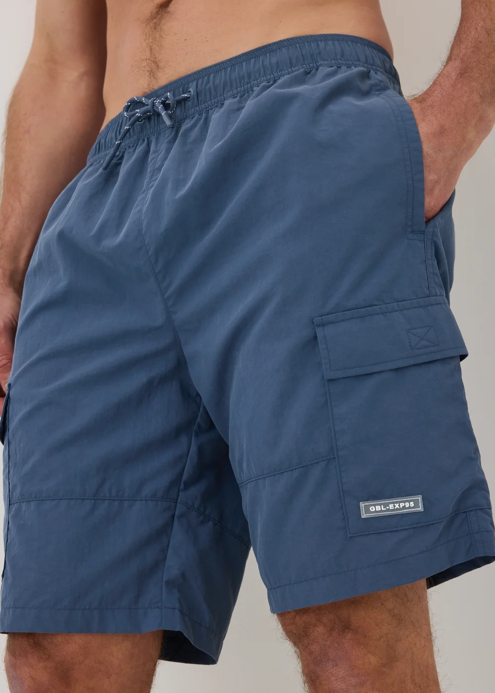 Navy Long Length Cargo Swim Shorts - XS Image 1