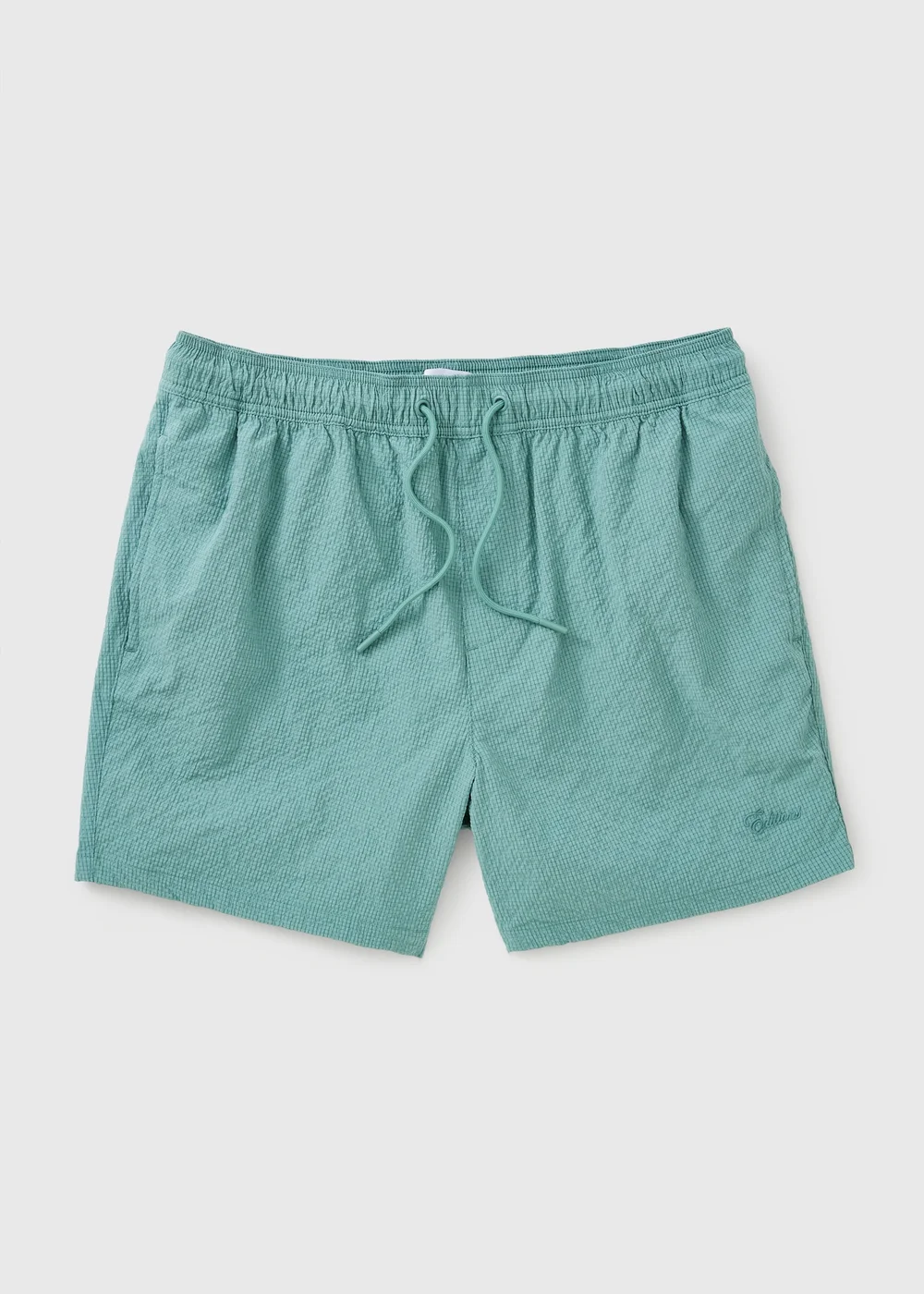Green Seersucker Stripe Swim Shorts - Small Image 1
