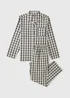 Beige Woven Check Button Up Pyjama Set - Small Image 1