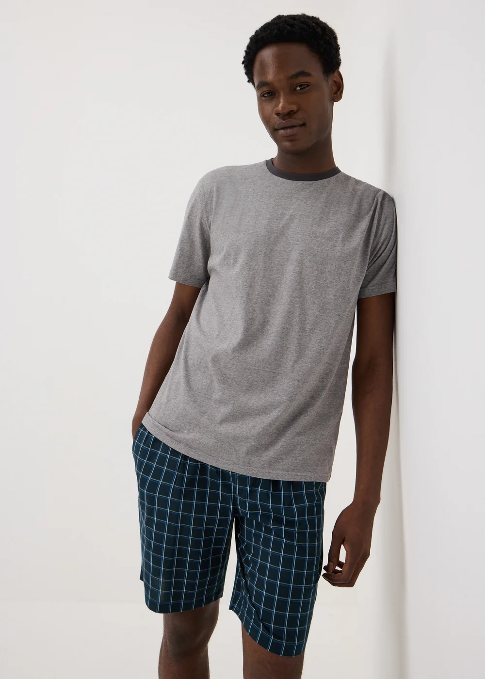 Blue Woven Check Pyjama Shorts - XXL Image 1