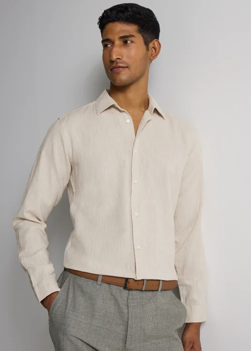 Taylor & Wright Stone Linen Blend Slim Fit Shirt - S Image 1