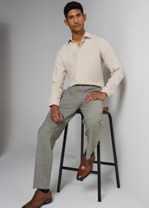 Taylor & Wright Stone Linen Blend Slim Fit Shirt - S Image 2