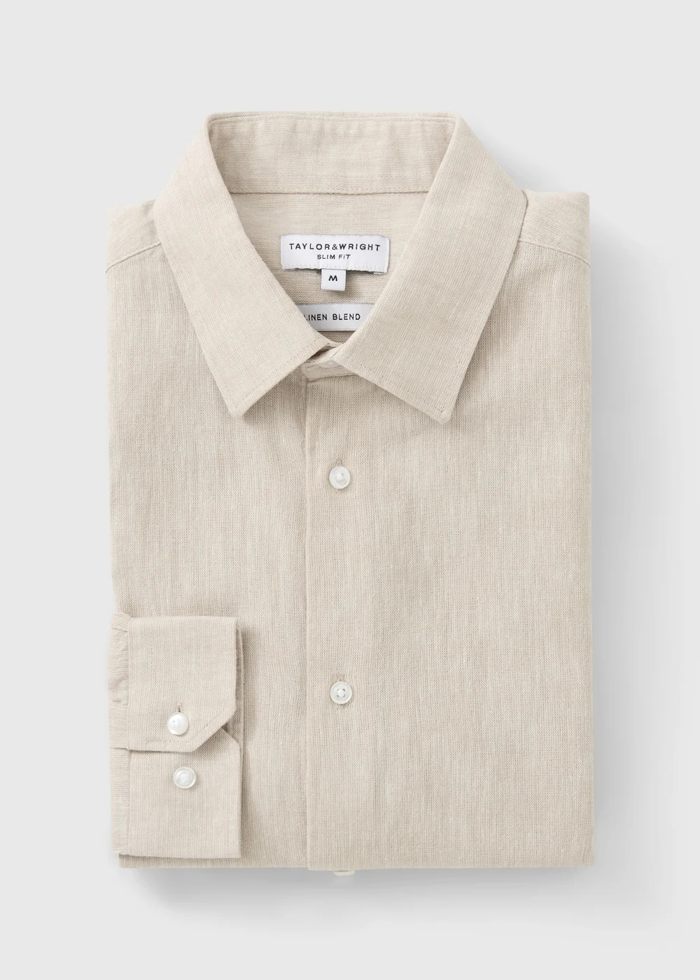 Taylor & Wright Stone Linen Blend Slim Fit Shirt - S Image 5