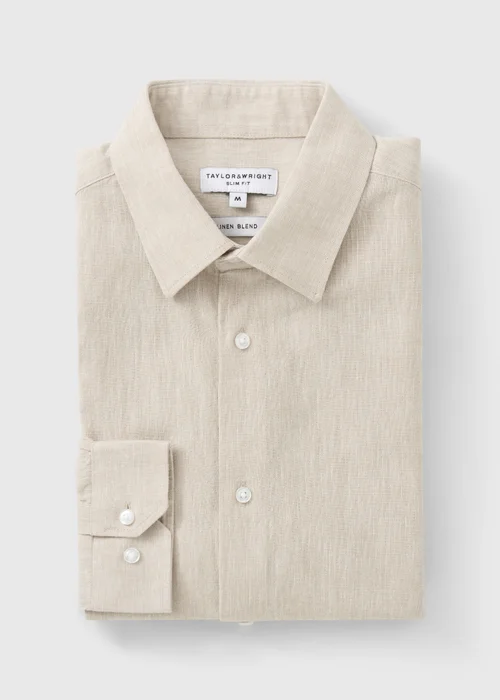 Taylor & Wright Stone Linen Blend Slim Fit Shirt - S Image 5