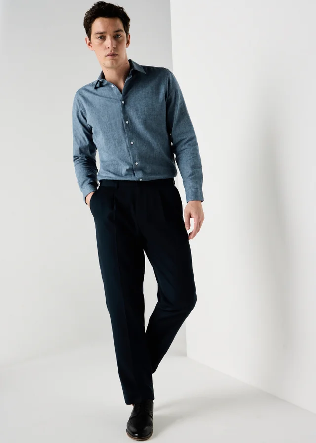Taylor & Wright Blue Linen Blend Slim Fit Shirt