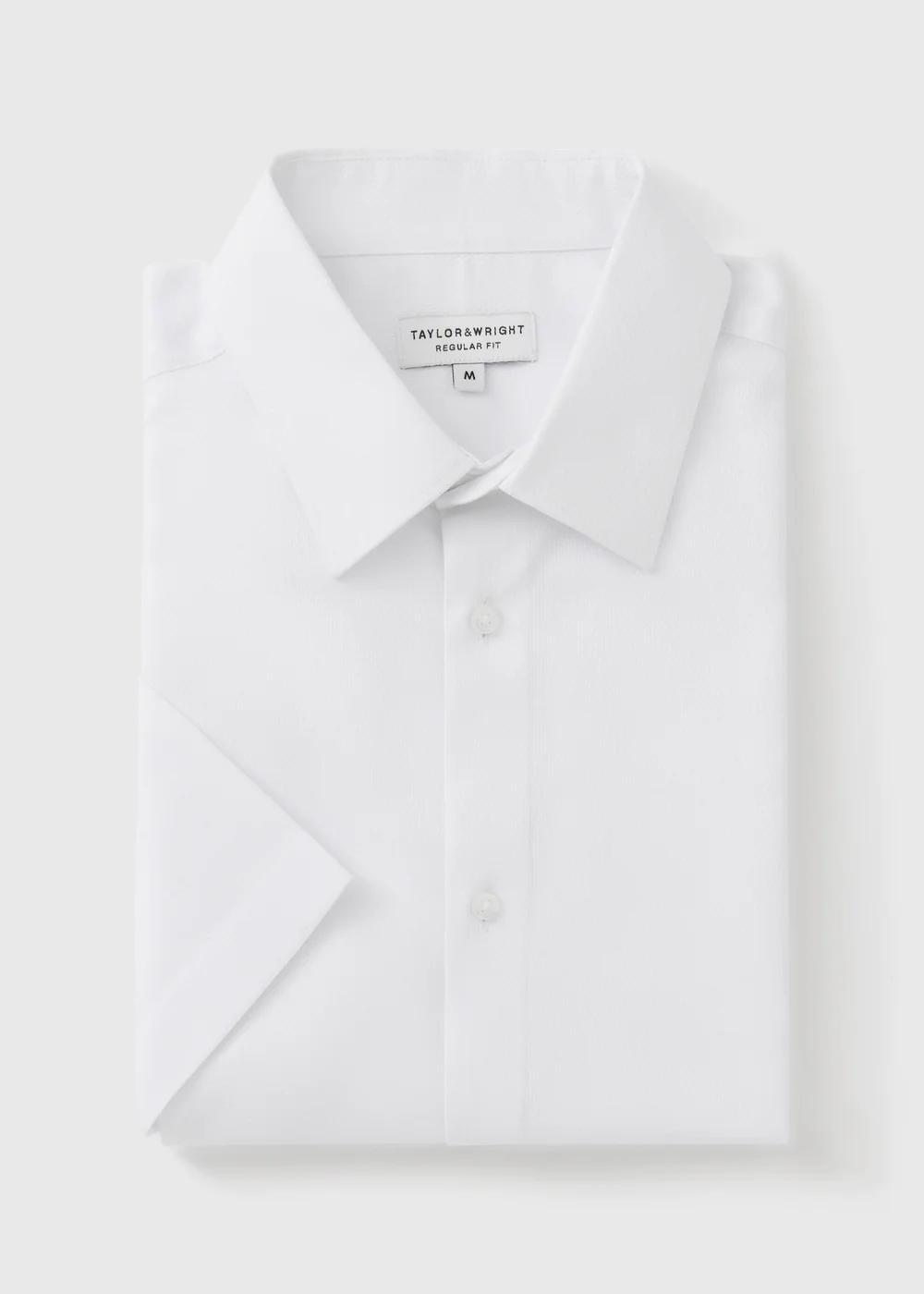 Taylor & Wright White Textured Regular Fit Short Sleeve Shirt - Small Image 5