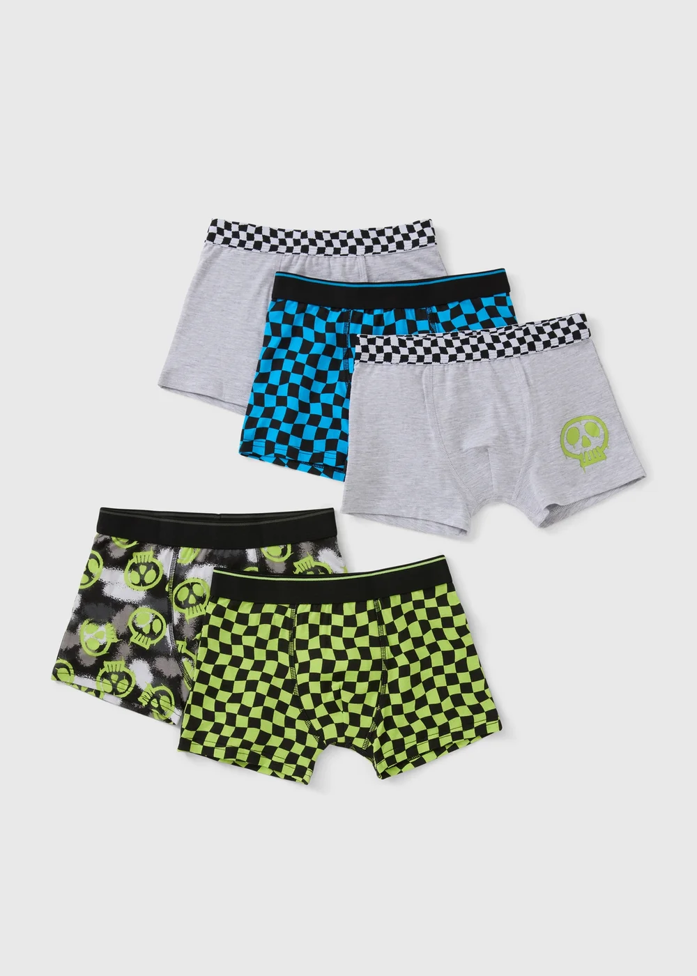 5 Pack Boys Check Skulls Trunks (2-13yrs) - Age 2 - 3 Years Image 1