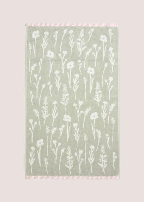 Green Floral Jacquard Towel - Hand Towel Image 1