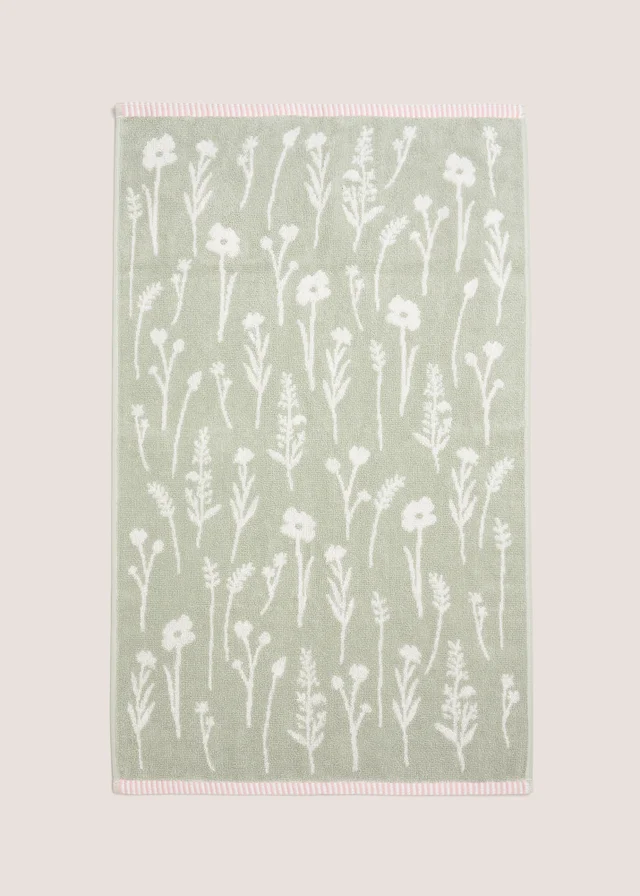 Green Floral Jacquard Towel