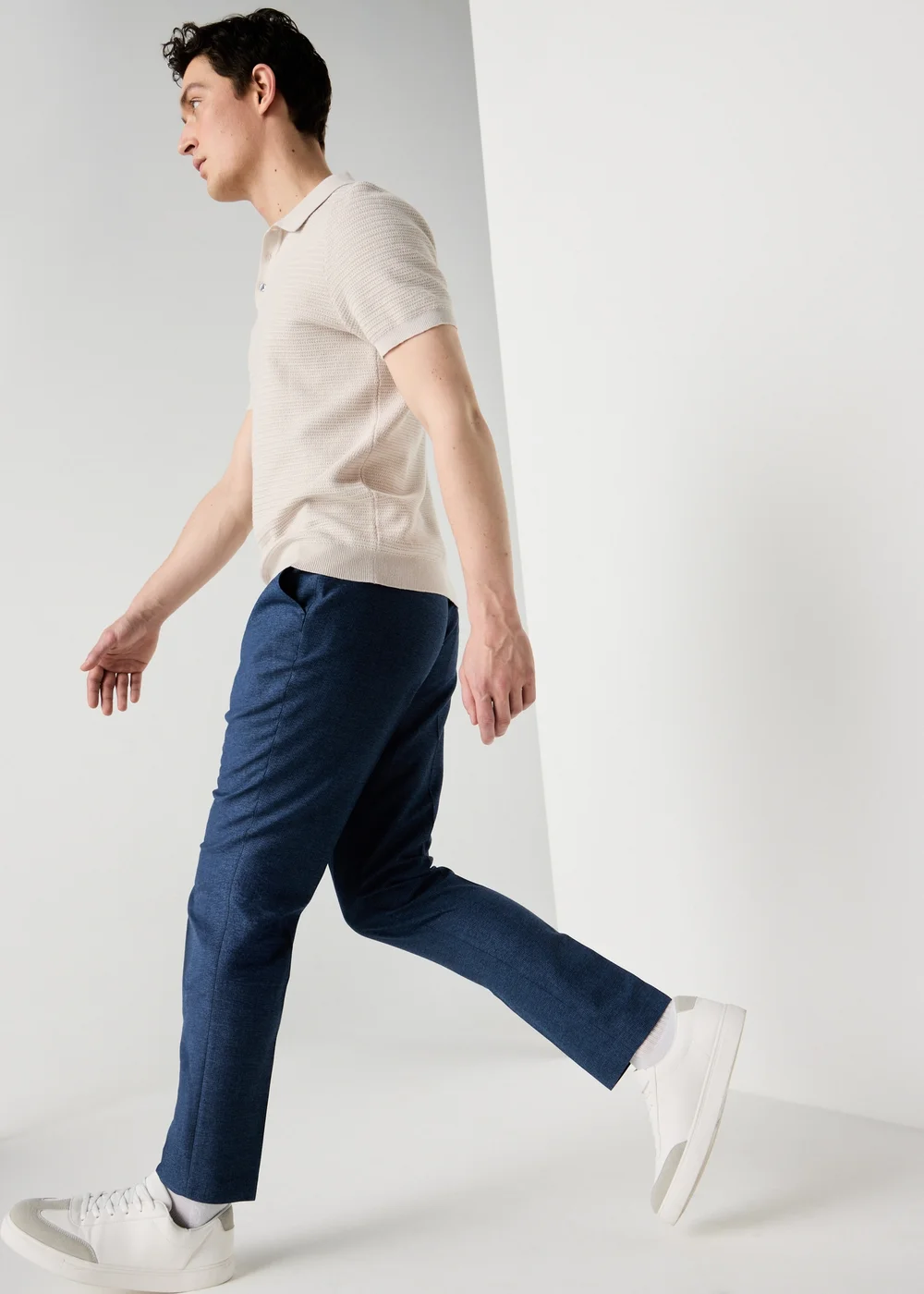 Taylor & Wright Mid Blue Active Waist Slim Fit Trousers - 30/L31 Image 3