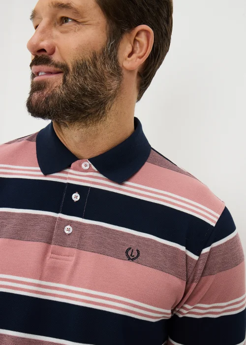 Lincoln Pink Stripe Polo Shirt - Small Image 2