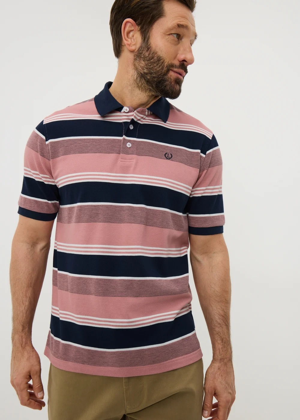Lincoln Pink Stripe Polo Shirt - Small Image 1
