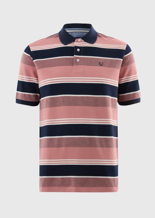Lincoln Pink Stripe Polo Shirt - Small Image 4