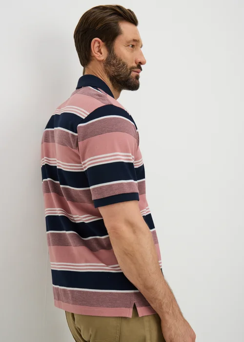 Lincoln Pink Stripe Polo Shirt - Small Image 3