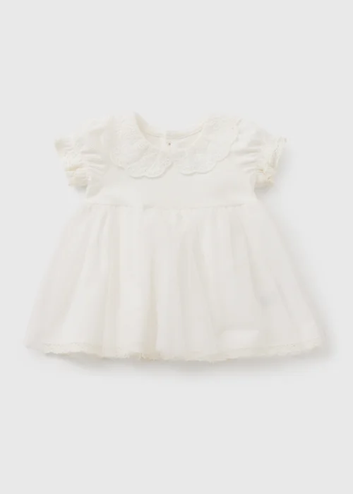Baby White Mesh Dress (Newborn-23mths) - Up to 1 Month Image 1