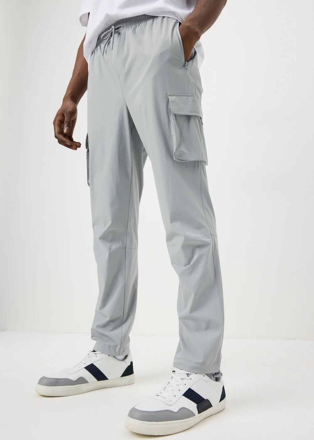 Light Grey Tech Cuffed Cargo Co Ord Trousers - S Image 2