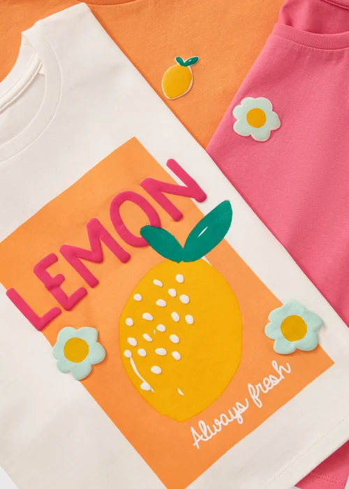 3 Pack Girls Pink Lemon T-Shirts (1-7yrs) - 1 to 1 half years Image 2