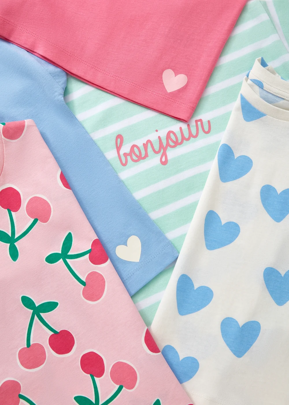 5 Pack Girls Pink Cherry T-Shirts (1-7yrs) - 1 to 1 half years Image 2