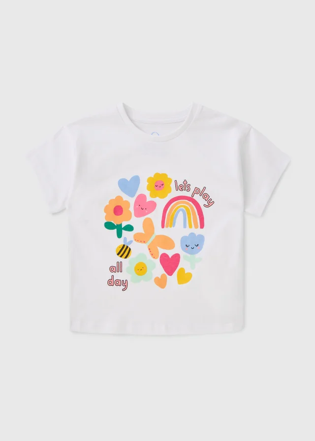Girls White Lets Play T-Shirt (1-7yrs)