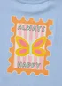 Girls Blue Happy Sticker Print T-Shirt (1-7yrs) - 1 to 1 half years Image 2