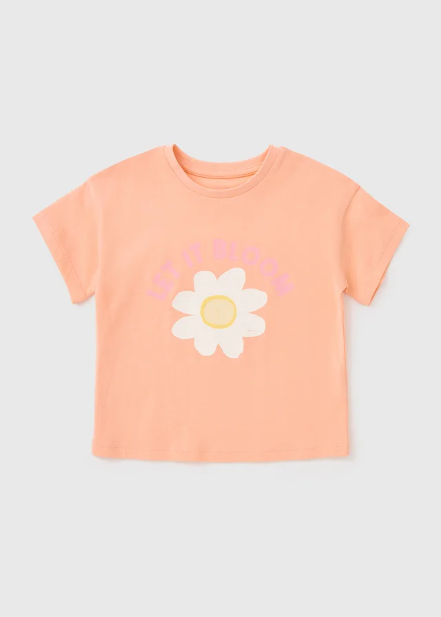 Girls Orange Let It Bloom T-Shirt (1-7yrs)