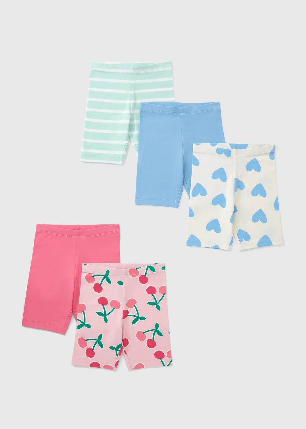 5 Pack Girls Pink Cherry Cycling Shorts (1-7yrs) - 1 to 1 half years Image 1