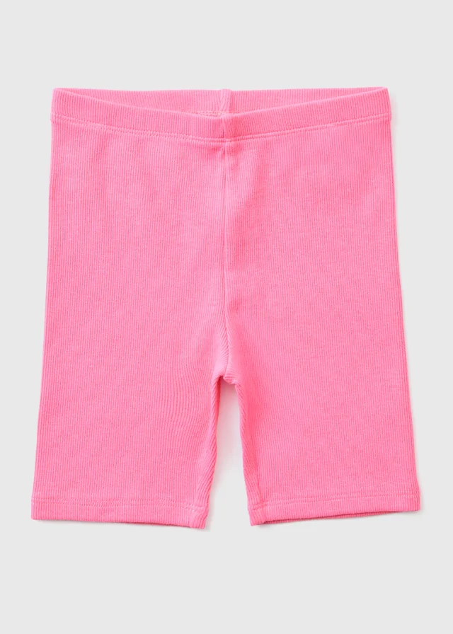 Girls Pink Ribbed Cycling Shorts (1-7yrs)