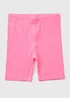 Girls Pink Ribbed Cycling Shorts (1-7yrs) - 1 to 1 half years Image 1