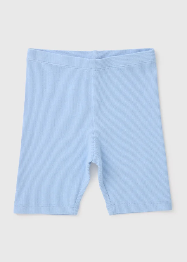Girls Blue Ribbed Cycling Shorts (1-7yrs)
