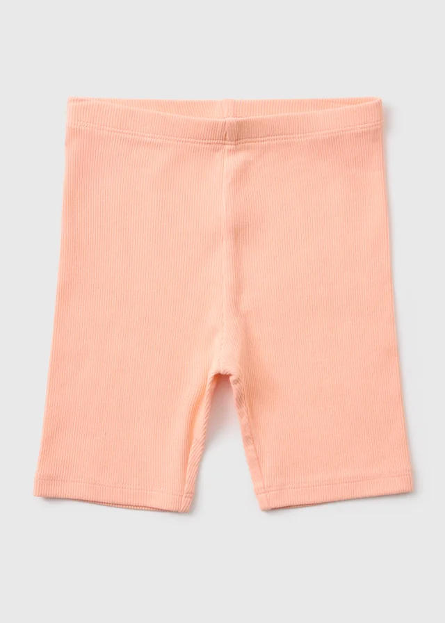 Girls Orange Ribbed Cycle Shorts (1-7yrs)