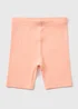 Girls Orange Ribbed Cycle Shorts (1-7yrs) - 1 to 1 half years Image 1